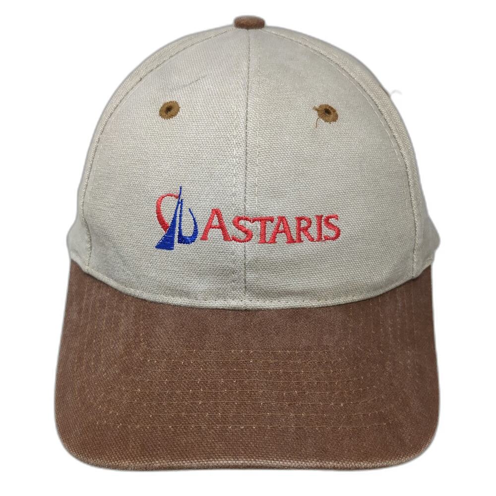 Nissin Cap Baseball Cap Beige One Size Brown Brim Astaris Logo Slideback Hat